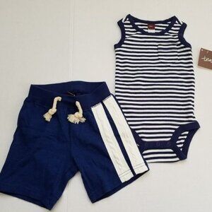 Tea Collection size 6-12 baby boy outfit  bodysuit and shorts